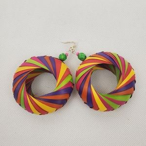 Mexican Colorful Straw Earrings